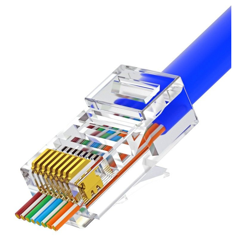 Nestron UTP RJ45 csatlakozó; Cat5e; átfűzhető; fali és patch kábelekhez; 10 db/csomag