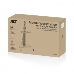 ACT Mobile Workstation for a single monitor with CPU mount keyboard and mouse tray Black