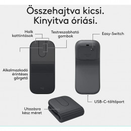 Logitech Mobi Fold Wireless Bluetooth Mouse Graphite