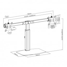 ACT AC8332 Free Standing Gas Spring Dual Monitor Arm Office Crossbar 10"-27" Black