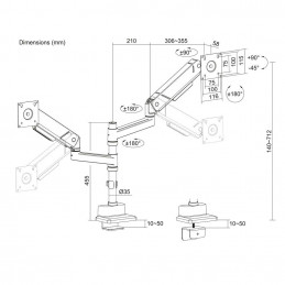 ACT AC8330 Dual Monitor arm 34" office solid pro
