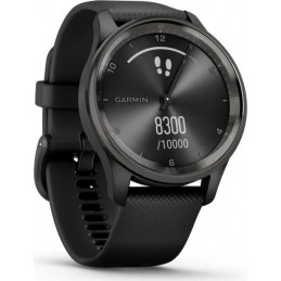 Garmin Vivomove Trend Slate Stainless Steel Bezel with Black Case and Silicone Band