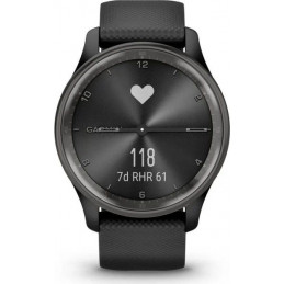 Garmin Vivomove Trend Slate Stainless Steel Bezel with Black Case and Silicone Band