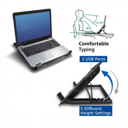 ACT AC8110 Laptop hűtőállvány 17"-ig állítható magasság (5 pozícióban) 2 portos hub