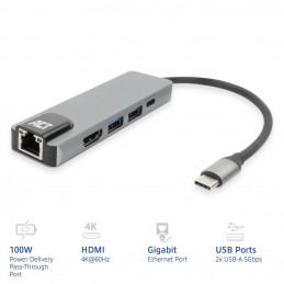ACT AC7091 USB-C 4K docking station for 1 HDMI Adapter Silver