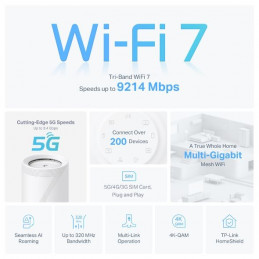 TP-Link Deco BE65 BE9300 Whole Home Mesh WiFi 7 System (1 Pack)