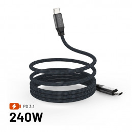 FIXED Magnetic Braided Cable USB-C/USB-C, 1,2m USB2.0 240W Gray