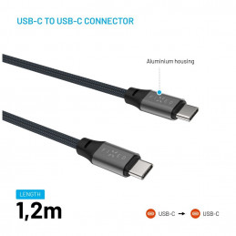FIXED Magnetic Braided Cable USB-C/USB-C, 1,2m USB2.0 240W Gray