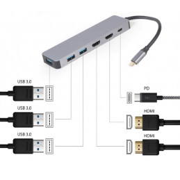 Gembird A-CM-COMBO3-03 USB Type-C 3-in-1 Multi-Port Adapter