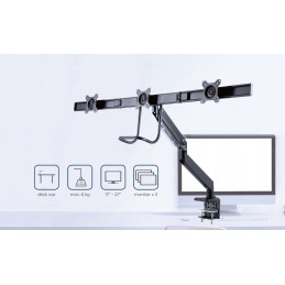 Gembird MA-DA3-03 Desk mounted adjustable monitor arm for 3 monitors 17"-27" Black