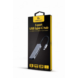Gembird UHB-CM-CRU3P1U2P2-01 USB Type-C 3-port USB hub USB3.1 + USB2.0 with card reader Aluminium