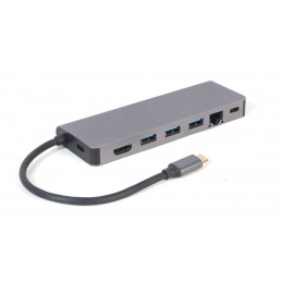 Gembird A-CM-COMBO5-05 USB Type-C 5-in-1 Multi-Port Adapter Space Grey