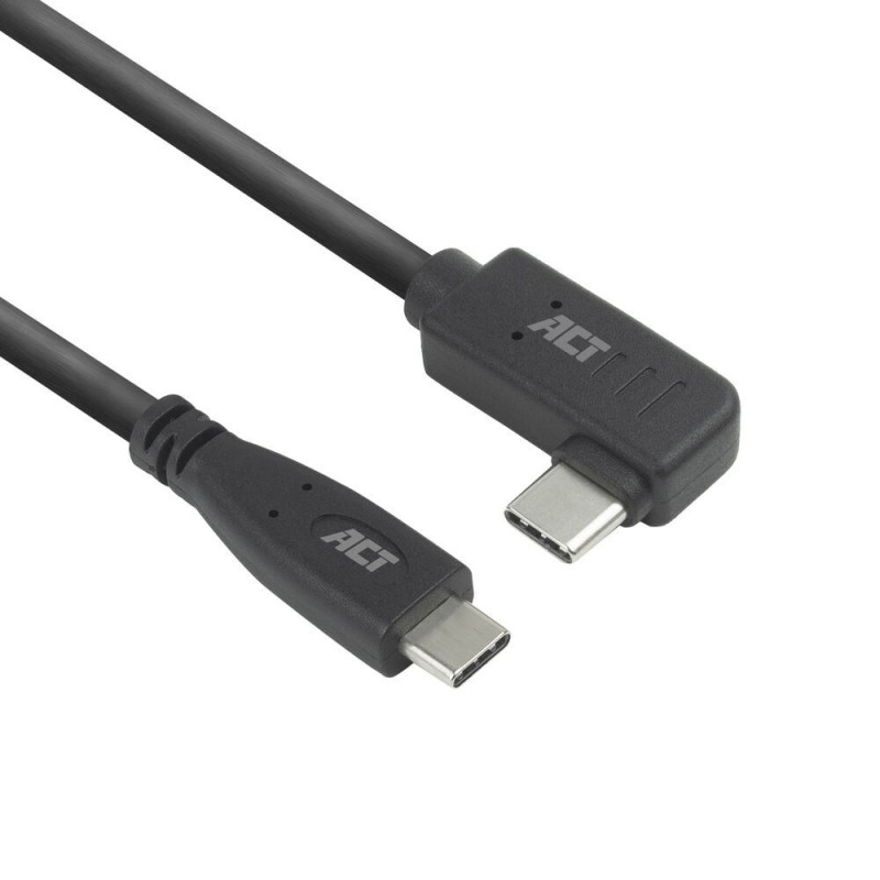 ACT USB 3.0 60W USB Type-C (straight) to USB Type-C (left/right angled) Cable 3m Black