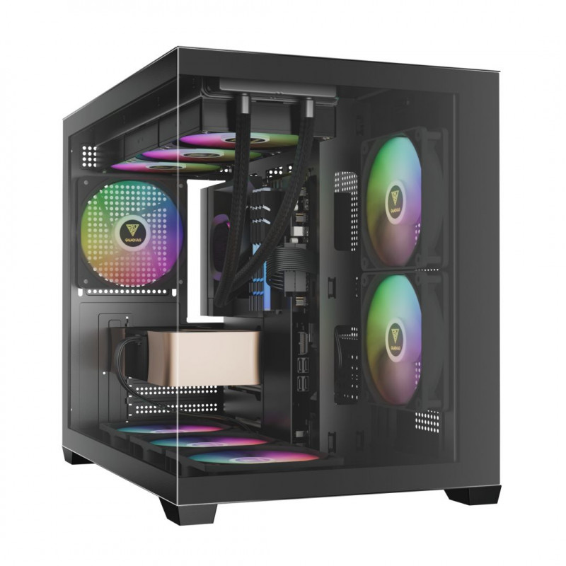 Gamdias Aura GC10M V2 ARGB Tempered Glass Black