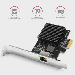 AXAGON PCEE-10GR PCIe Adapter 10 Gigabit Ethernet Realtek PXE w. SP & LP