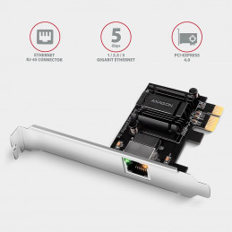 AXAGON PCEE-G50 PCIe Adapter 5 Gigabit Ethernet Realtek PXE w. SP & LP