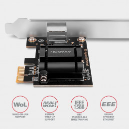 AXAGON PCEE-G50 PCIe Adapter 5 Gigabit Ethernet Realtek PXE w. SP & LP