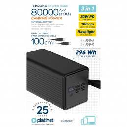 Platinet PMPB8020 80000mAh 20W PD PowerBank Black
