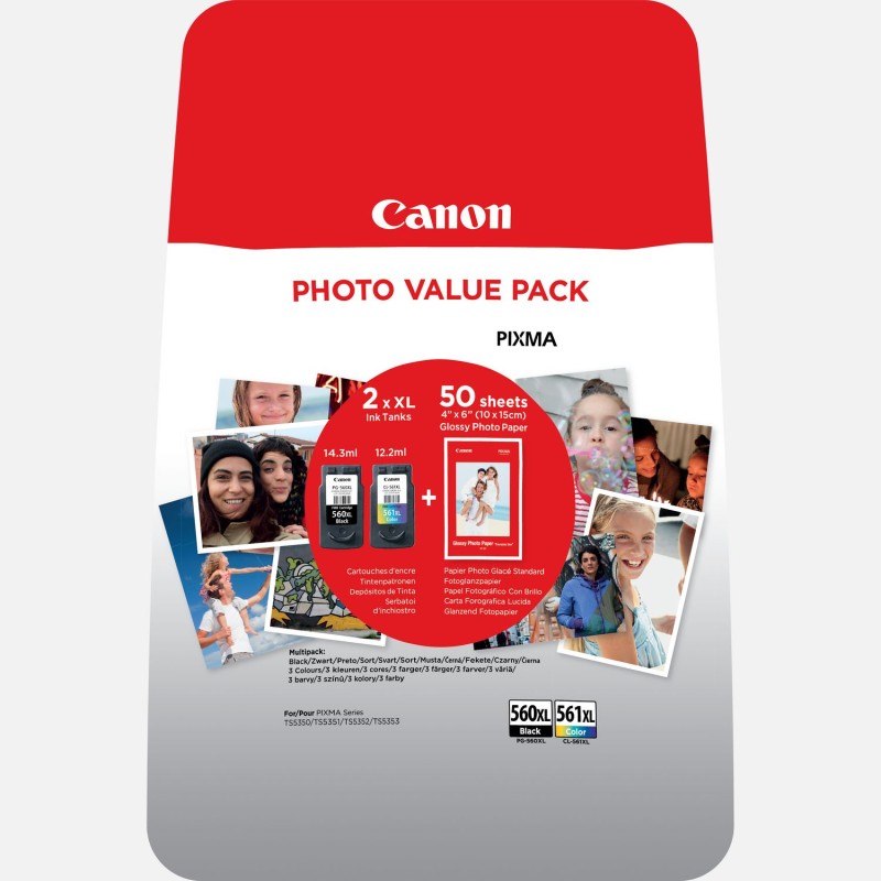 Canon PG-560XL/CL-561XL eredeti tintapatron multipack + fotópapír