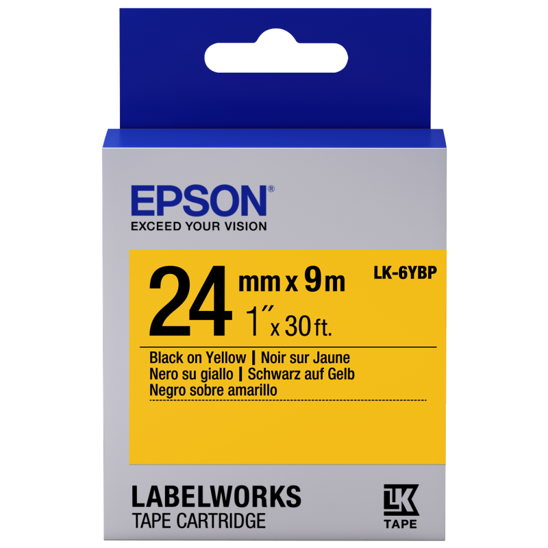 Epson LK-6YBP pasztel sárga alapon fekete eredeti címkeszalag