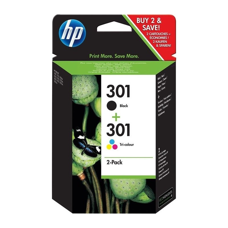 HP N9J72AE No.301 fekete+színes eredeti tintapatron multipack