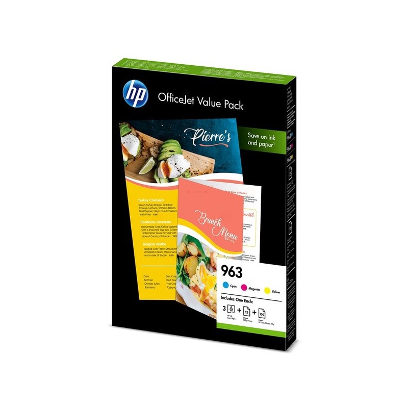 HP 6JR42AE No.963 színes eredeti tintapatron multipack + A4 Papír