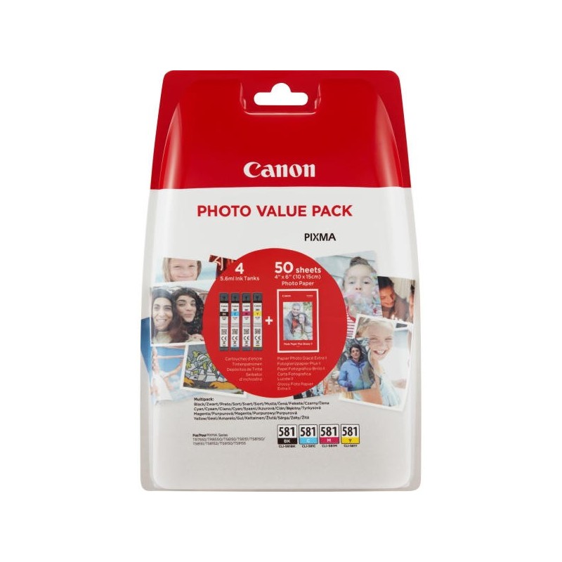 Canon CLI-581 színes eredeti tintapatron multipack + fotópapír