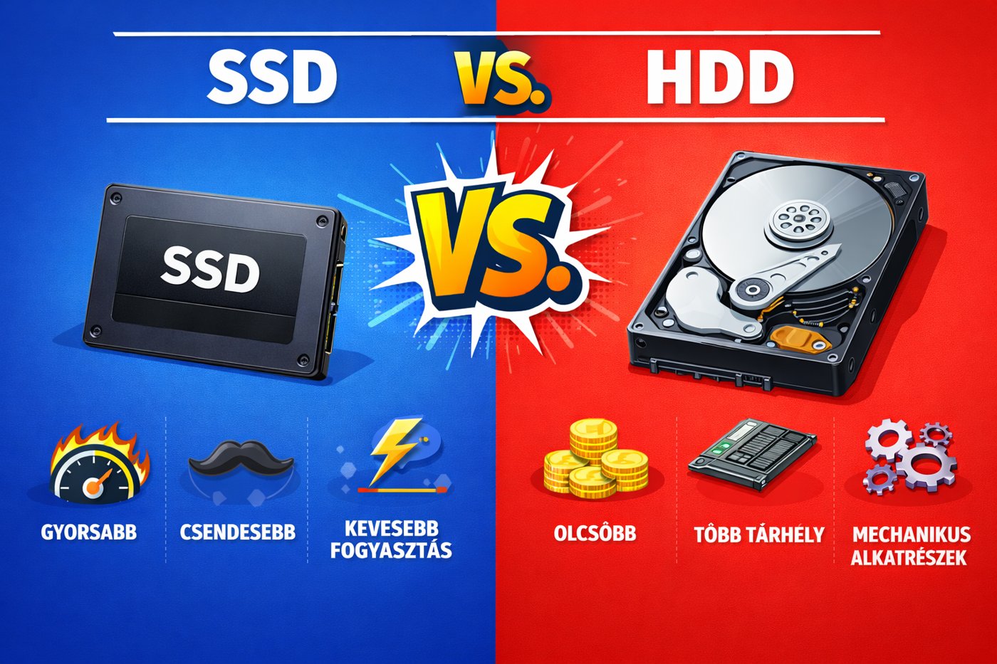 SSD vagy HDD? Mi a különbség és melyiket érdemes választani?